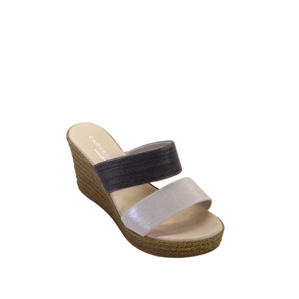 Carvela Womens Wedge Heel Beaded Double Strap Slide Sandals White Size 38
